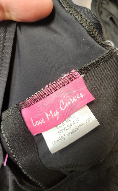 NWT Love My Curves Women's Size 16/1X Black Swimsuit