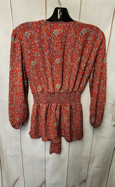 Max Studio Women's Size XS Red Floral 3/4 Sleeve Top