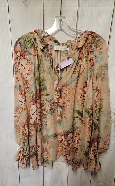 Zimmermann Women's Size 6 Peach Floral Long Sleeve Top