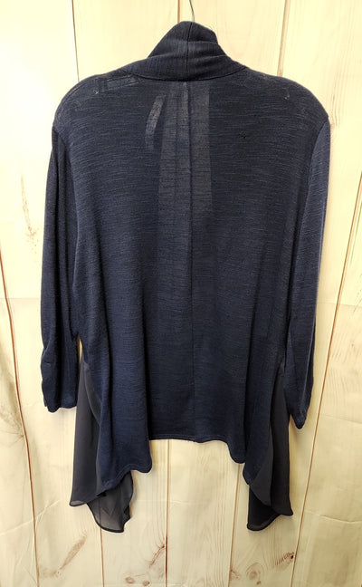 NY Collection Women's Size L Navy Cardigan