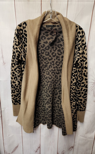 Moon & Madison Women's Size S Brown Animal Print Cardigan