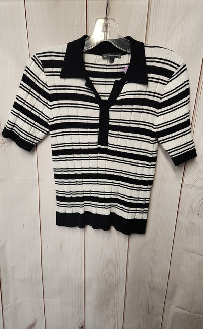 Adrianna Papell Women's Size S White & Black Short Sleeve Top