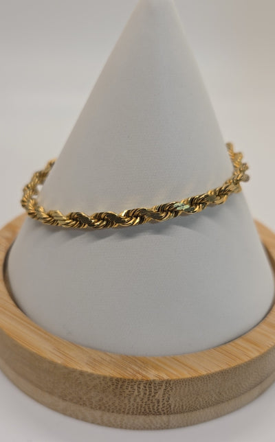 14K Yellow Gold Rope 7" Bracelet 11.3 grams