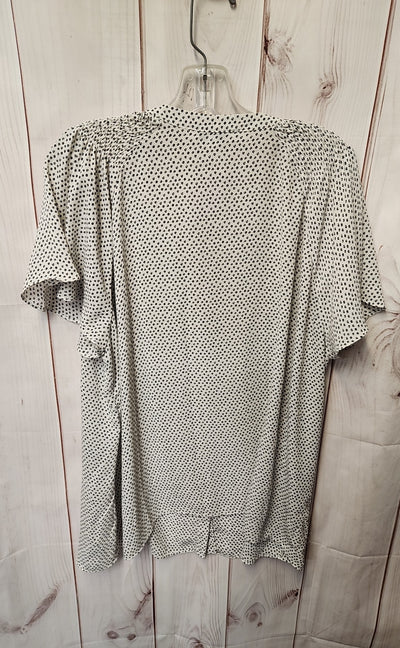 Rose & Olive Women's Size 2X White & Black Short Sleeve Top