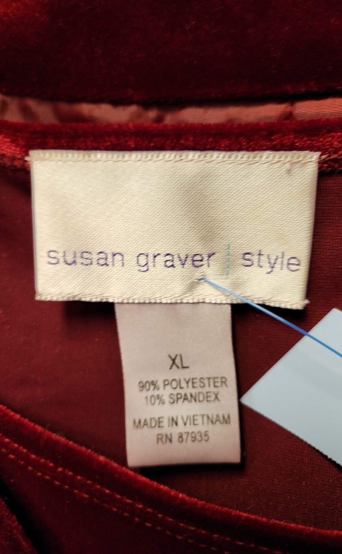 Susan Graver Women's Size XL Red Velour Dress Set