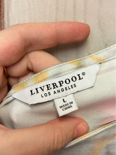 Liverpool Women's Size L Gray Floral 3/4 Sleeve Top