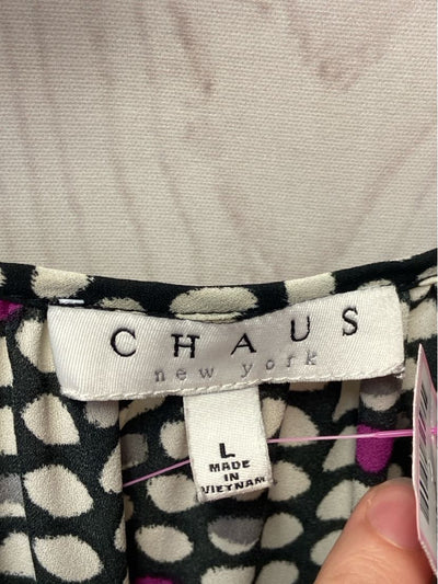 Chaus Women's Size L Black & White Polka Dot Long Sleeve Top