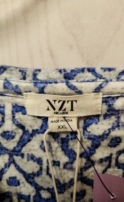 NWT Nic & Zoe Women's Size XXL Blue Short Sleeve Top