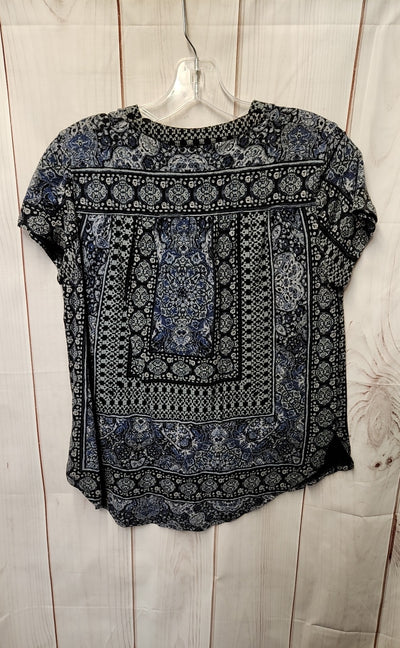 Lucky Brand Women's Size M Gray & Blue Short Sleeve Top