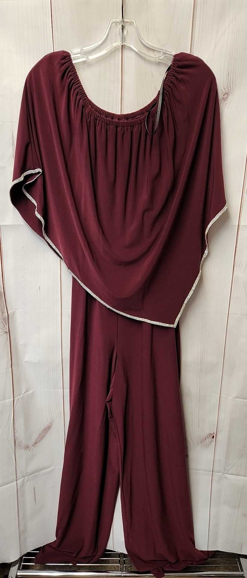 Roz & Ali Women's Size M Maroon Jumpsuit