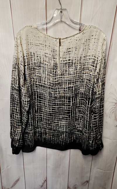 Vince Camuto Women's Size XL Black & Beige Long Sleeve Top