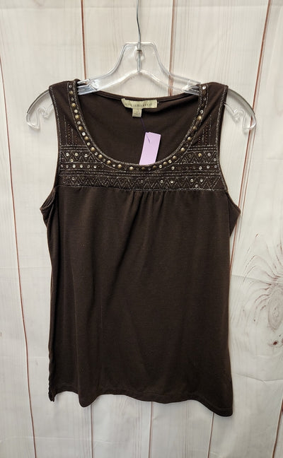 Debbie Morgan Women's Size M Brown Beaded Sleeveless Top