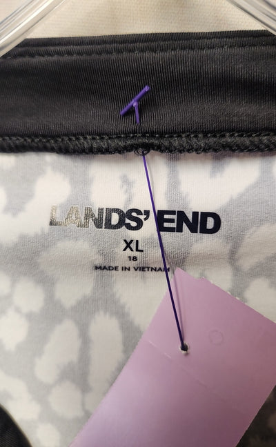 Lands End Women's Size 18 White & Black Animal Print Dress