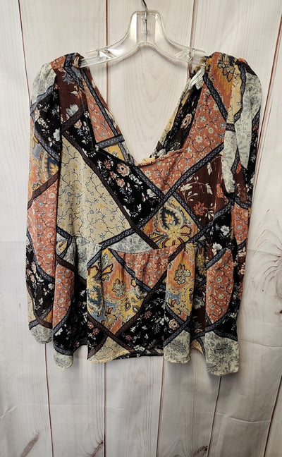 American Eagle Women's Size M Brown Floral Long Sleeve Top
