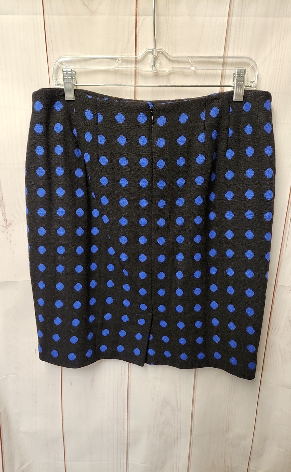 Talbots Women's Size 12 Petite Black & Blue Polka Dot Skirt