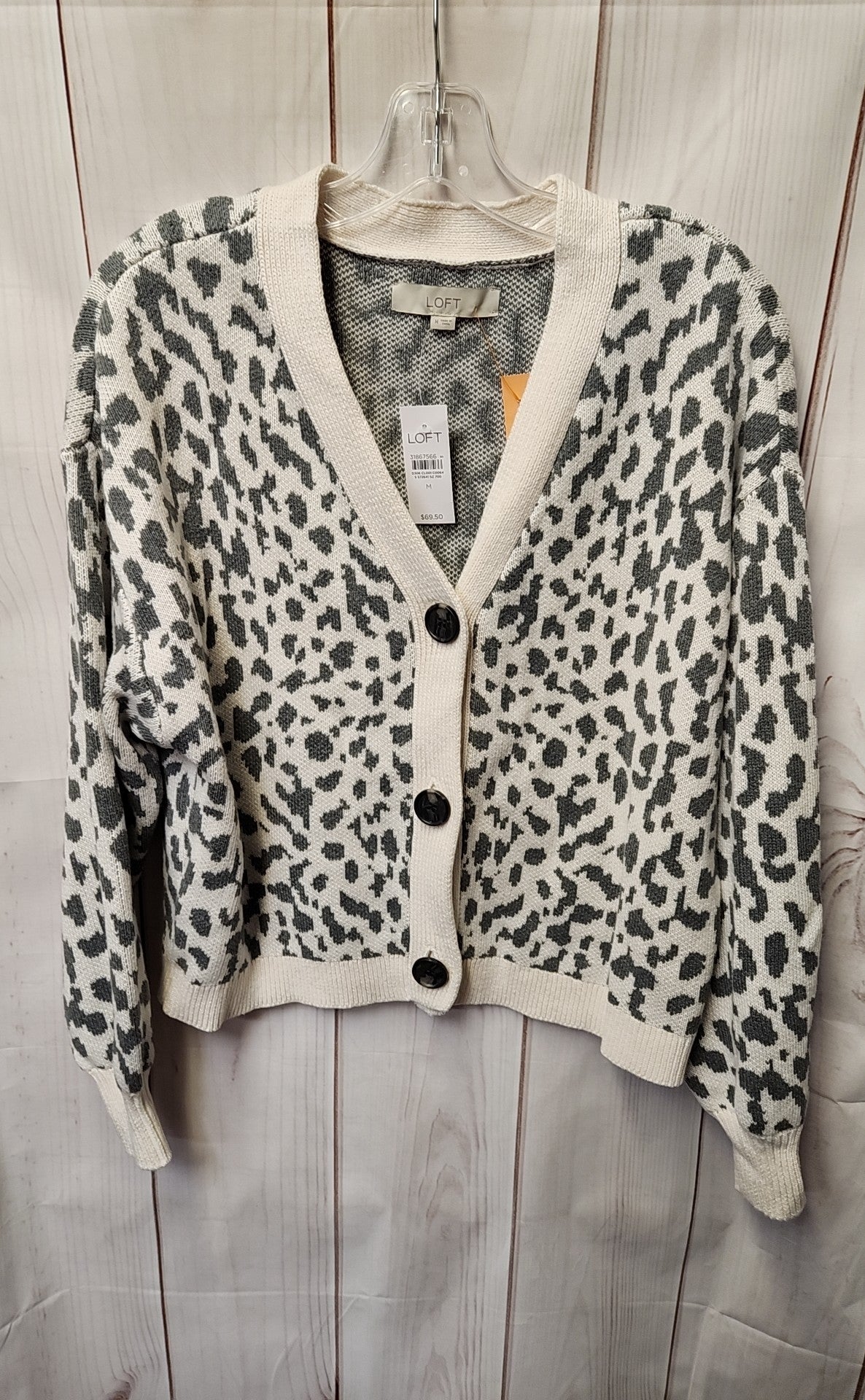NWT Loft Women's Size M White & Gray Cardigan