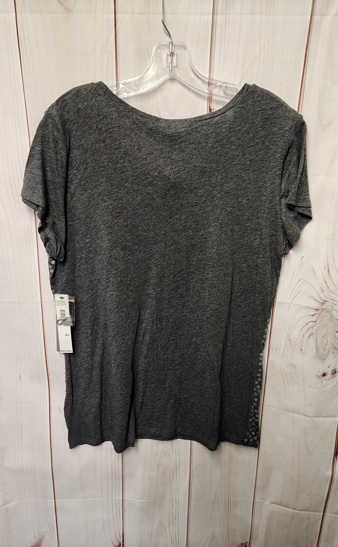 NWT DKNY Women's Size XL Gray Sequined Short Sleeve Top
