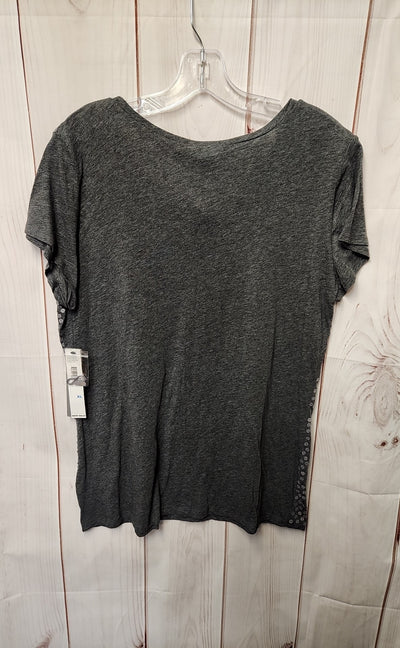 NWT DKNY Women's Size XL Gray Sequined Short Sleeve Top