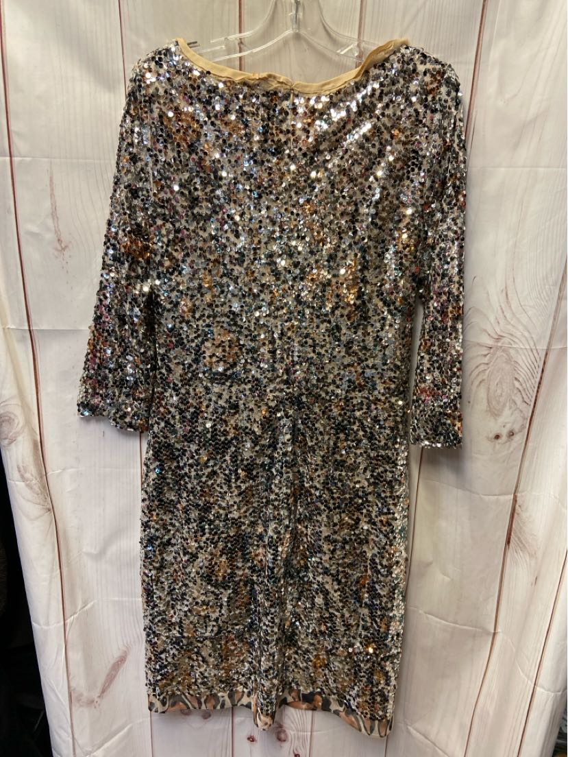 Elie Tahari Women's Size 6 Silver Sequined Dress