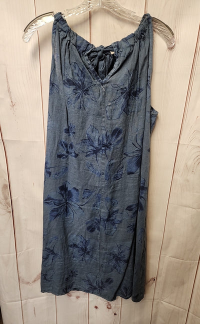 Bellambra Women's Size XL Blue Linen Floral Dress