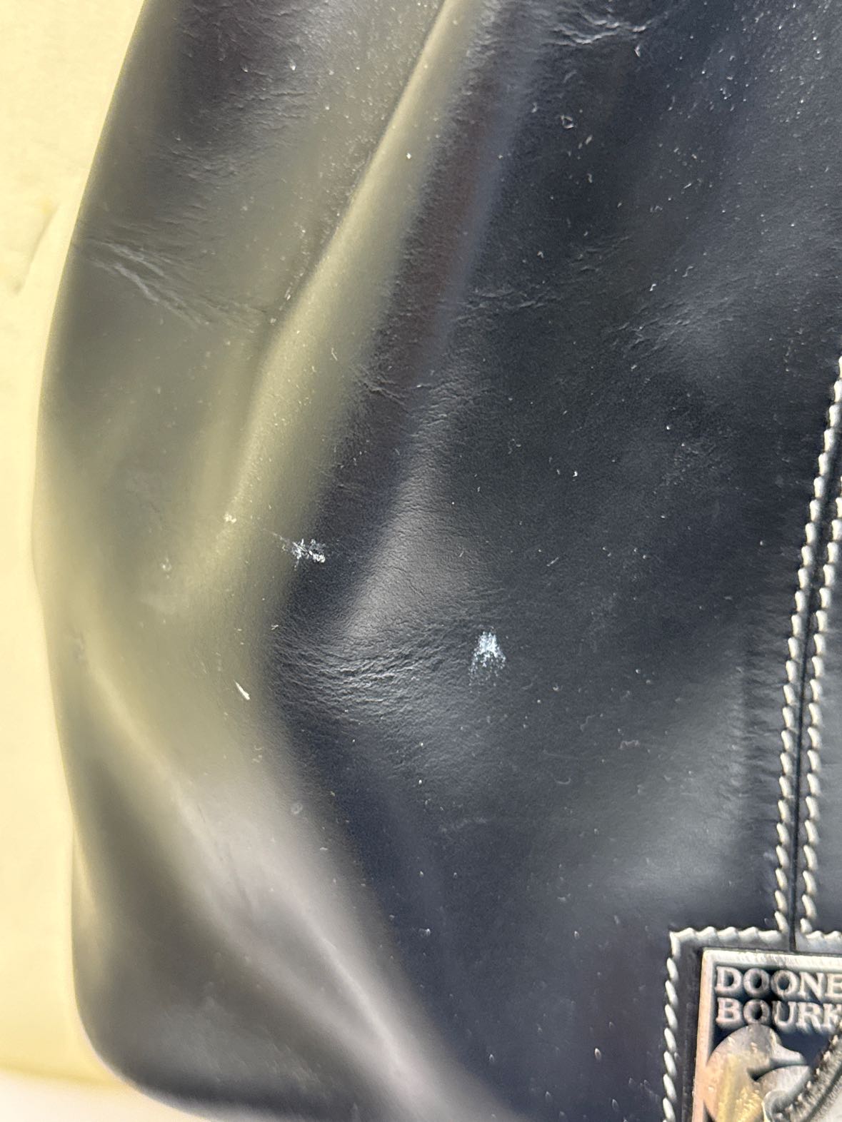 Dooney & Bourke Black Leather Drawstring Bucket Purse Bag