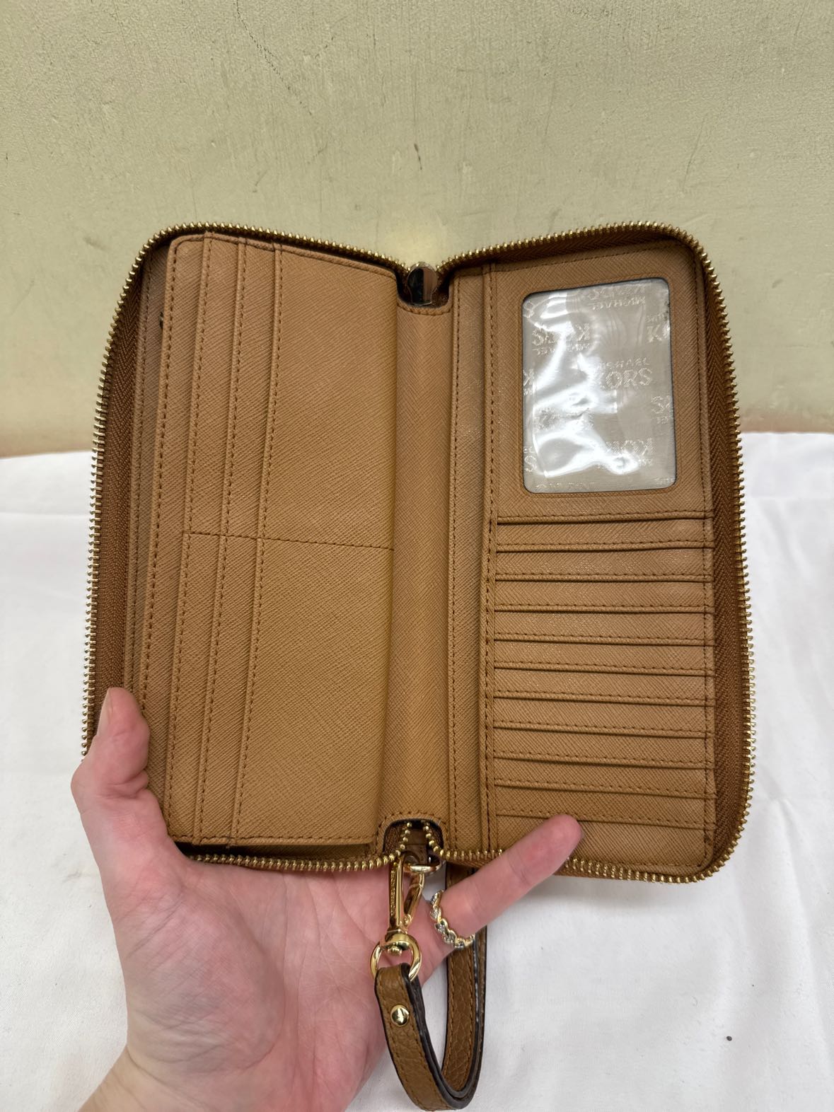 Michael Kors Brown Leather Wristlet