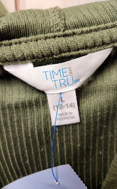 Time and Tru Women's Size L Green Hooded Long Sleeve Top