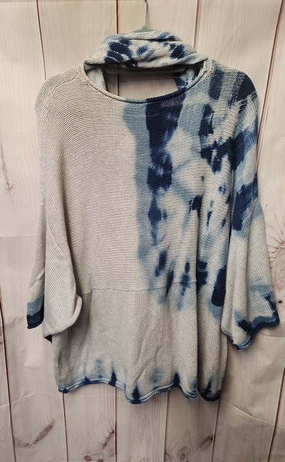 Pure Jill Women's Size XL Gray & Blue Sweater with Scarf