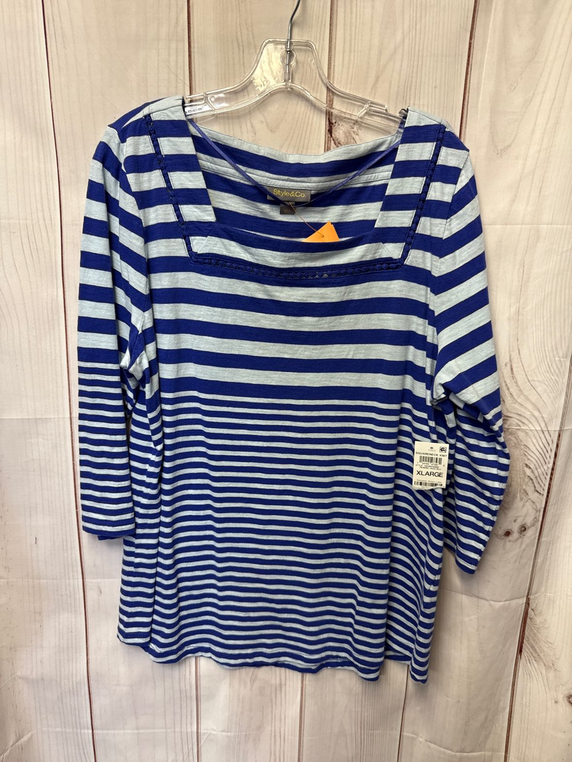 Style & Co Women's Size XL Blue 3/4 Sleeve Top