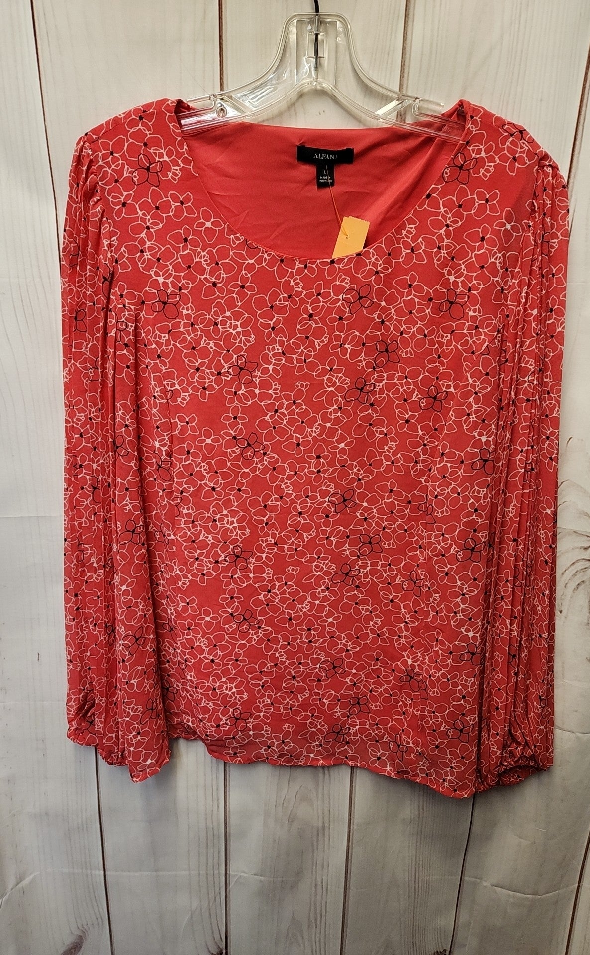Alfani Women's Size L Pink Floral Long Sleeve Top
