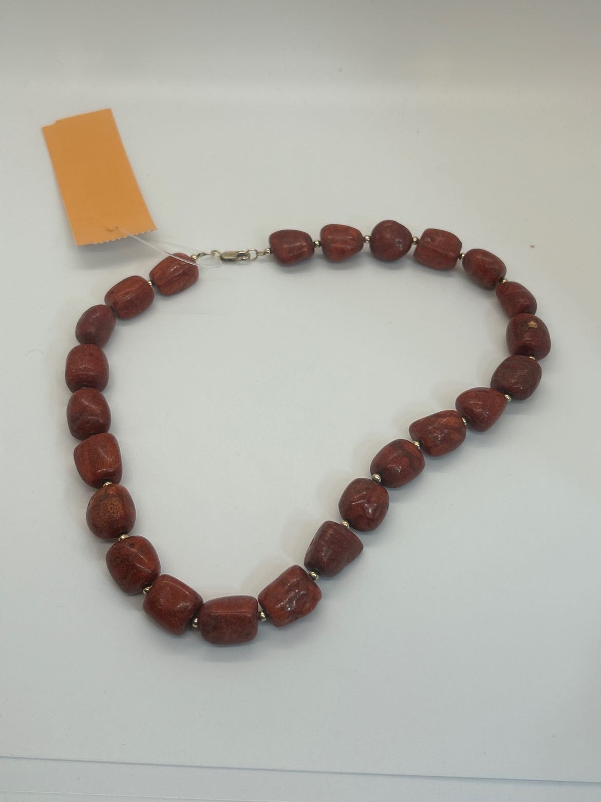 14K GF Red Coral Beaded Necklace 17"