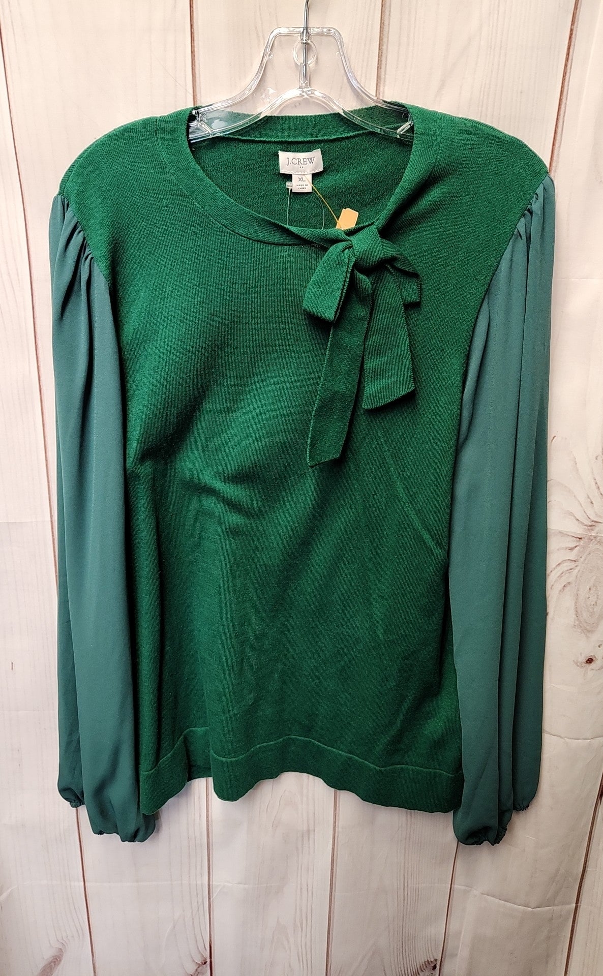 NWT J Crew Women's Size XL Green Long Sleeve Top