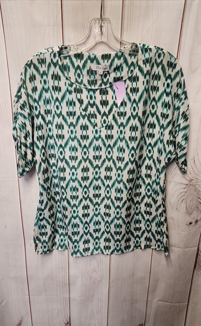 Ellie Kai Women's Size M White & Blue Short Sleeve Top