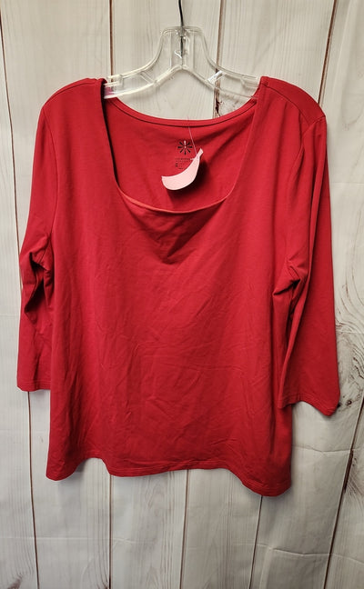 Isaac Mizrahi Live Women's Size L Red Long Sleeve Top