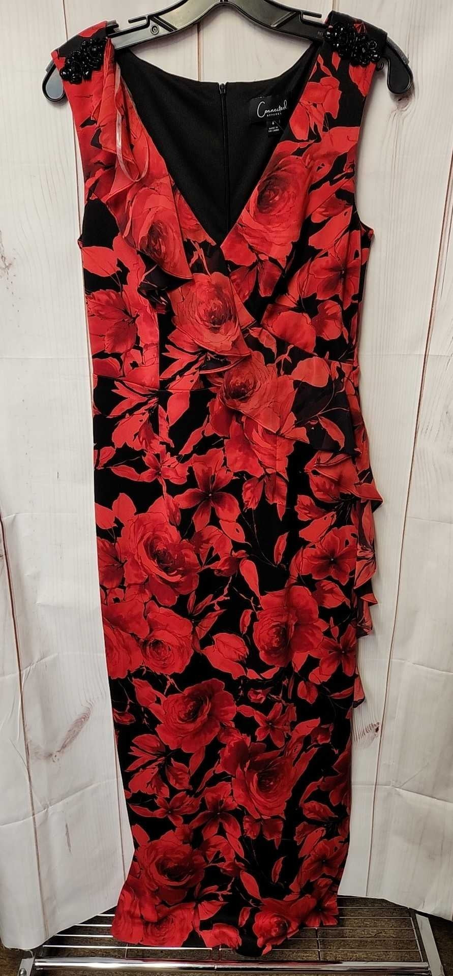 Connected Women's Size 4 Red Floral Dress