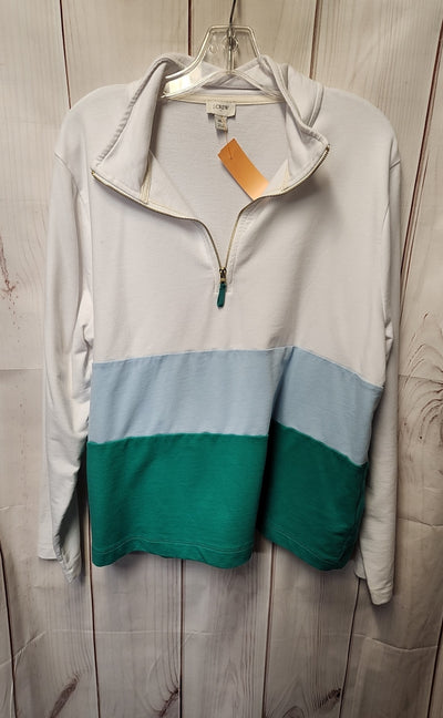 J Crew Women's Size XL White & Blue Sweatshirt