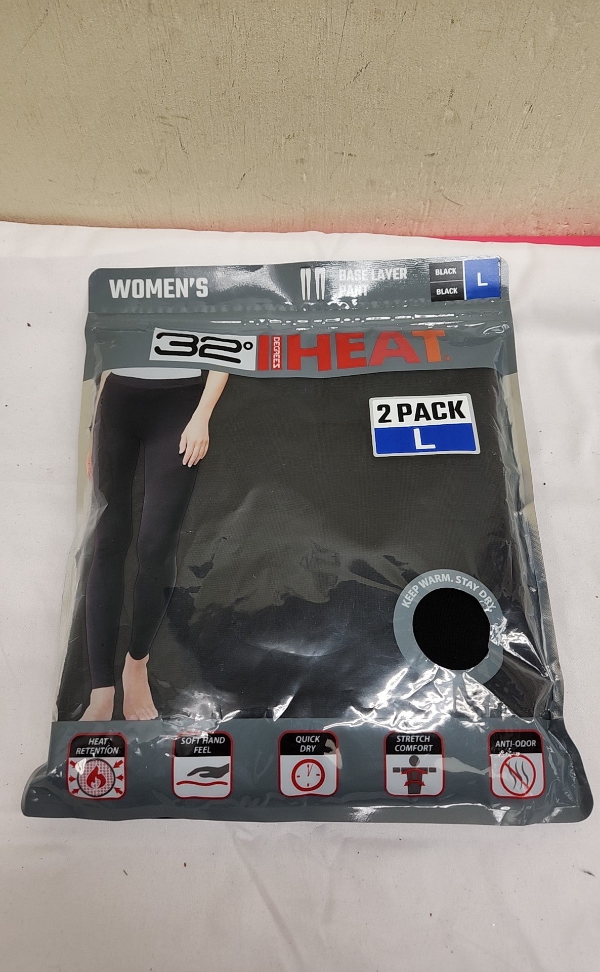 NWT 32 Degrees Women's Size L Black Leggings 2 Pack
