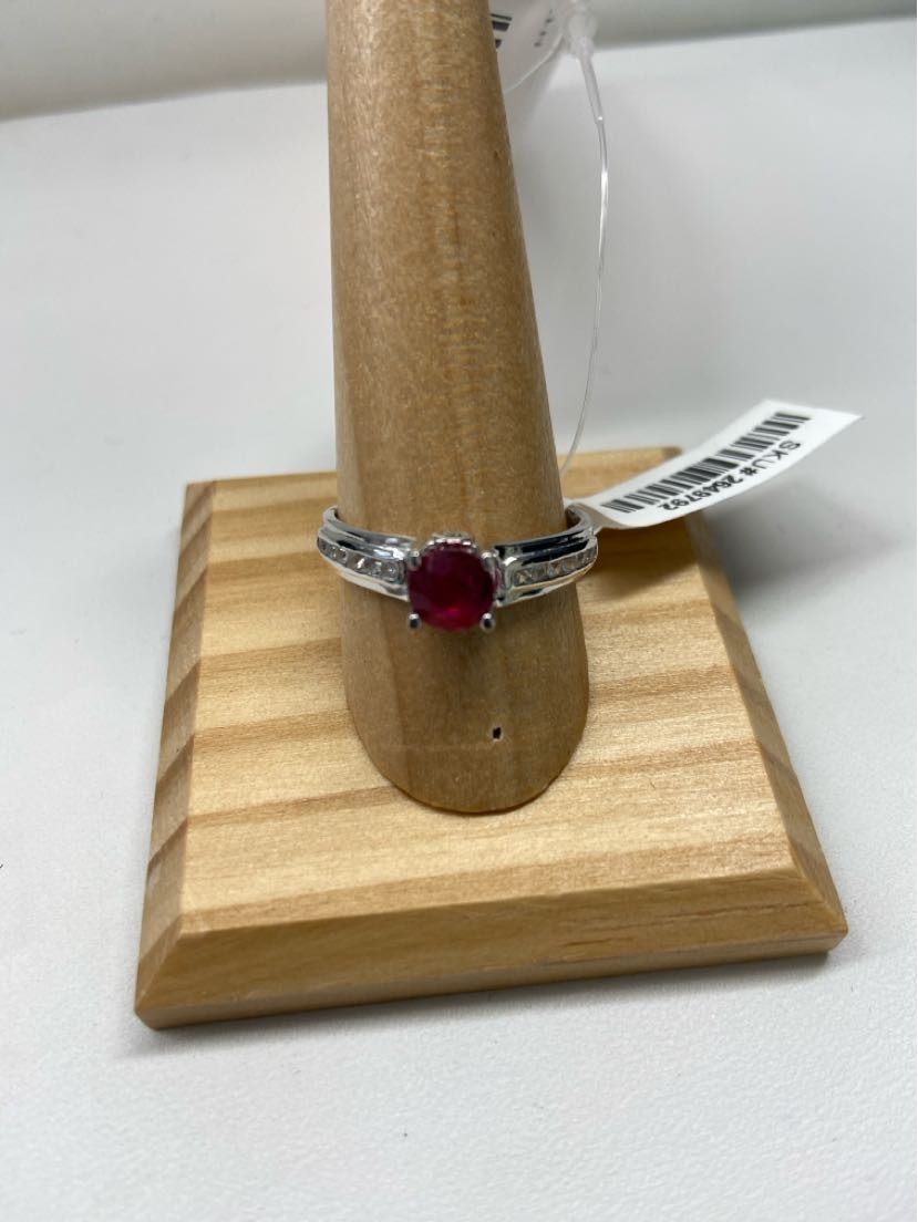 .925 Sterling Silver Size 10 Red Stone Ring