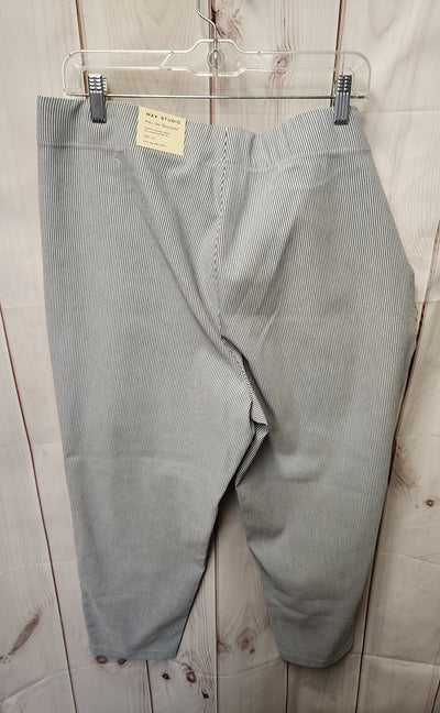 $118 NWT Max Studio Women's Size 1X Blue Pinstripe Pants Pull On Trousers