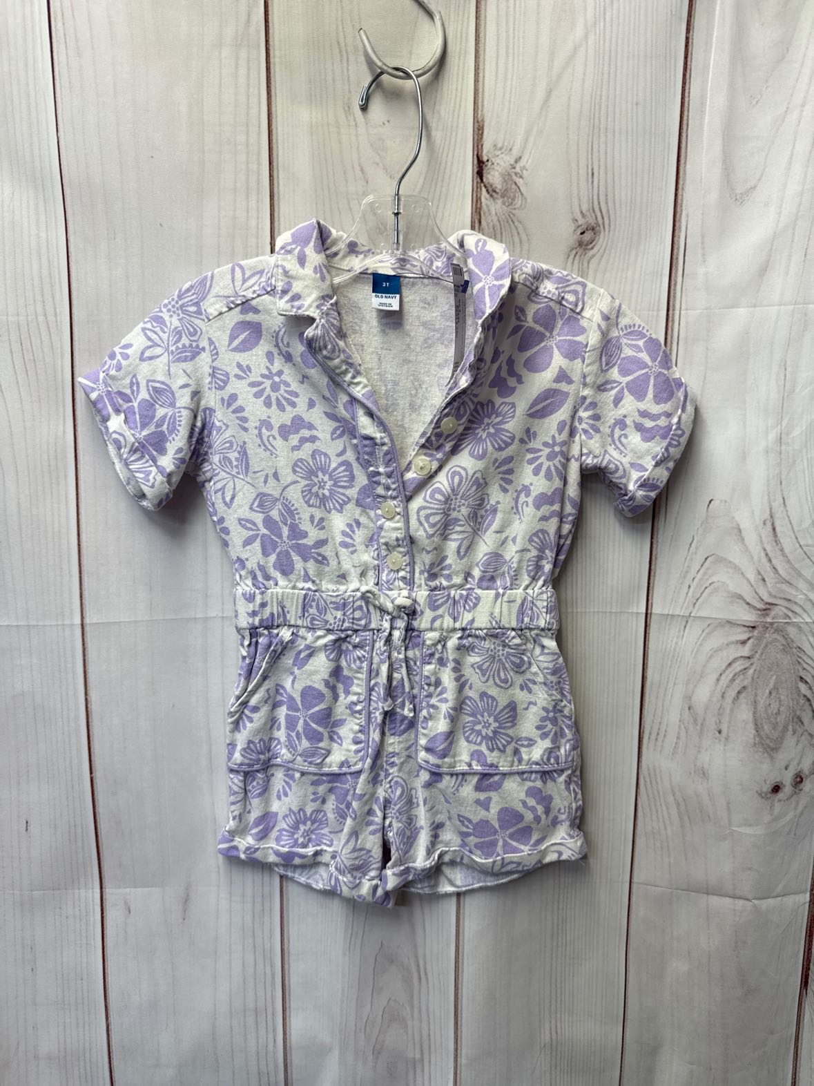 Old Navy Girl's Size 3 White & Purple Romper
