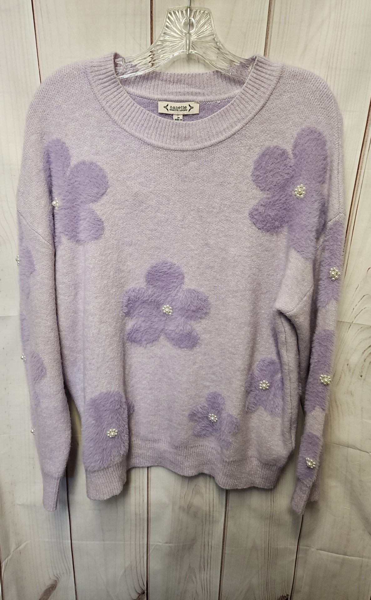 Nanette Lepore Women's Size M Purple Floral Sweater