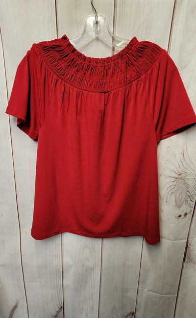 Ann Taylor Women's Size S Petite Red Short Sleeve Top