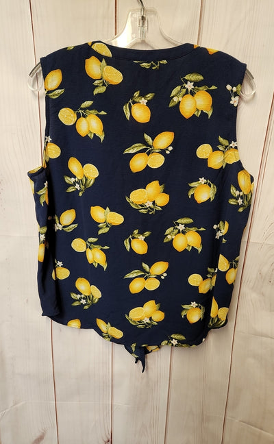 Roz & Ali Women's Size XL Petite Navy Sleeveless Top