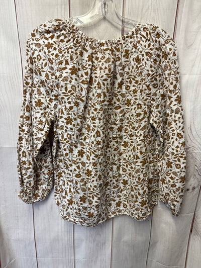 Old Navy Women's Size M White Floral Long Sleeve Top