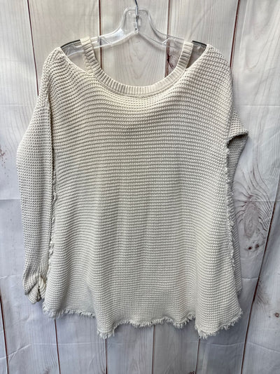Free People Women's Size S White Knit Cold Shoulder Top