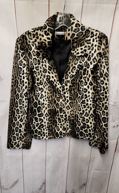 Bizzz!! Women's Size L Beige Animal Print Jacket