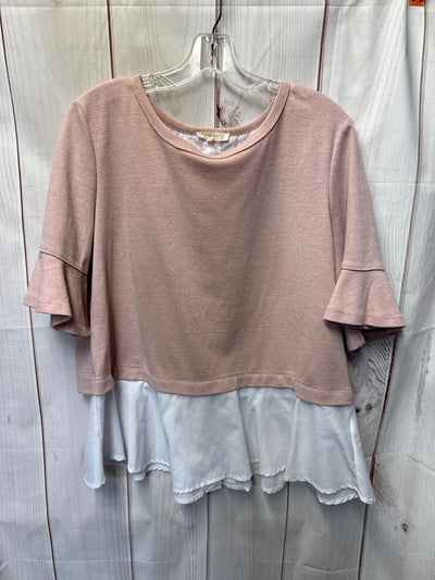 Jane and Delancey Women's Size L Pink Short Sleeve Top