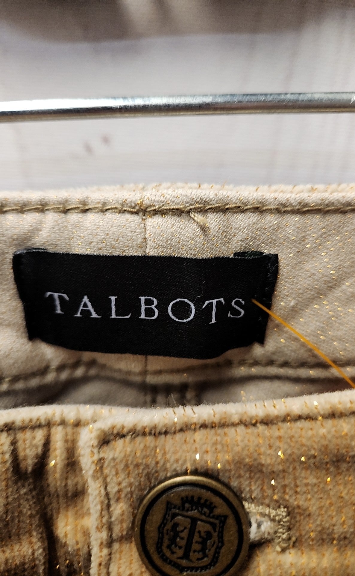 Talbots Women's Size 16 Tan Corduroy Glitter Pants Courduroy Jegging