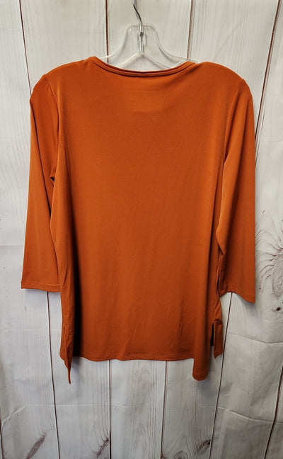 Susan Graver Women's Size S Orange 3/4 Sleeve Top