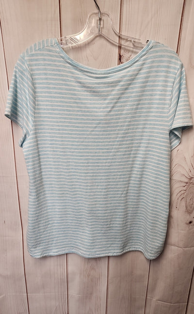 Chico's Women's Size 2 = US L Light Blue Short Sleeve Top